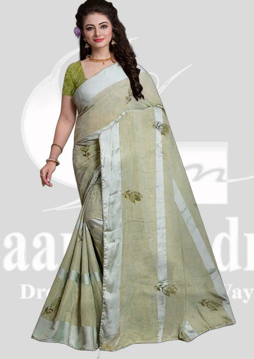 Lace Printed Saree &ndash; UBR &ndash; Green Mix